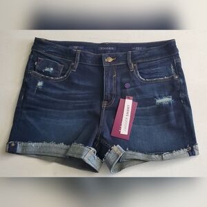 Vigoss Women's Jagged Hem Jean Shorts - Dark Blue